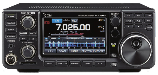 IC-7300 front panel. Click for larger image.